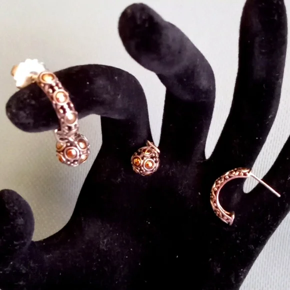 JOHN HARDY TWO-TONE JAISALMER DOT DROP EARRING'S - Picture 2 of 10